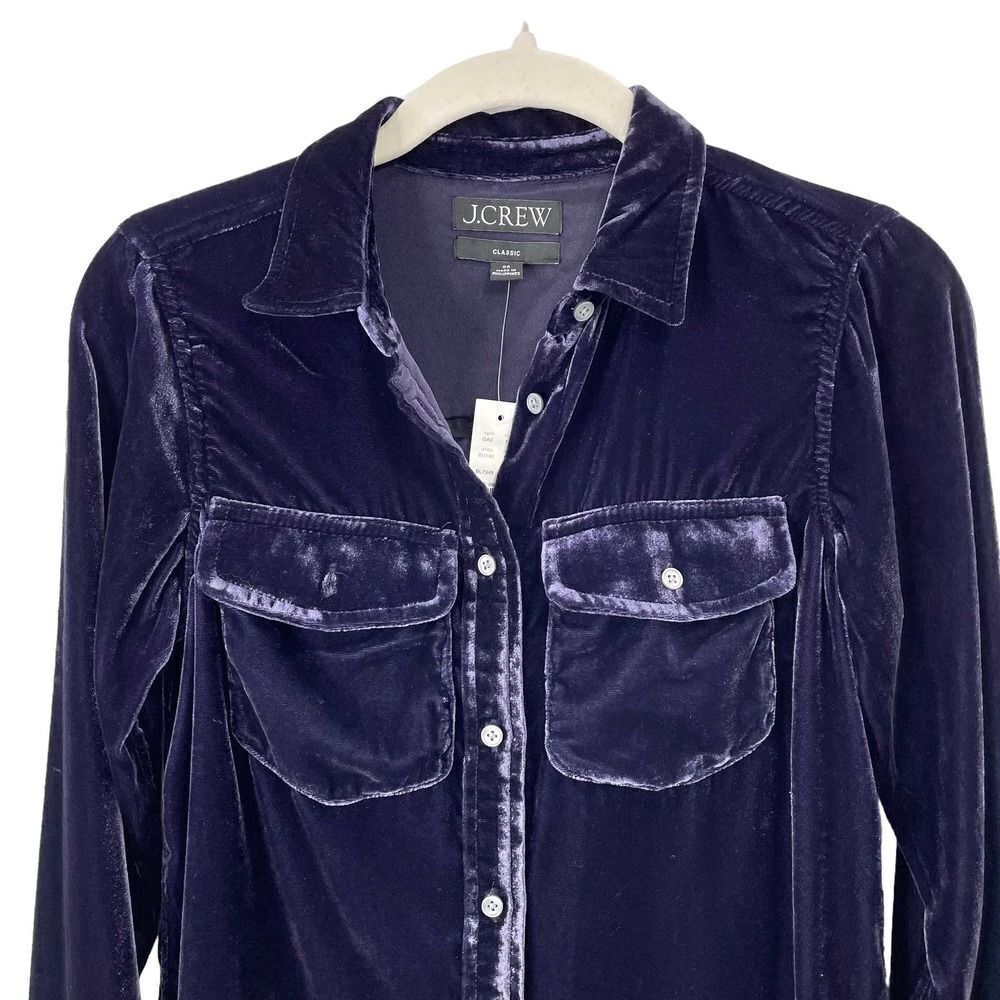 NEW J.‎ Crew Classic-fit velvet button down shirt Size 00  BN140  dark purple - Picture 5 of 9